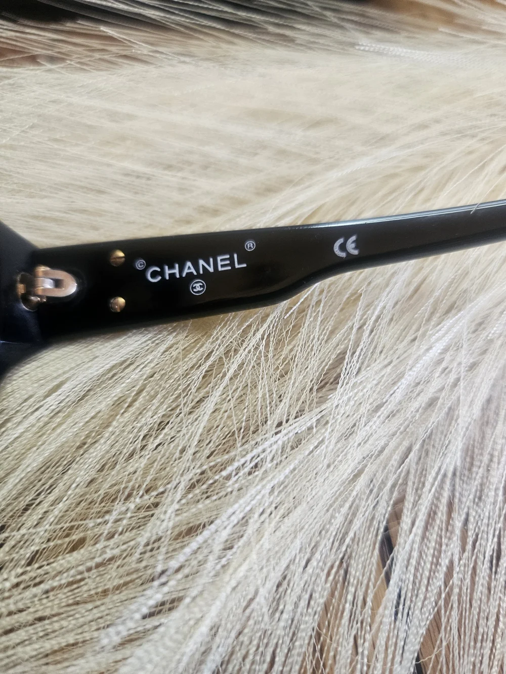 CHANEL Black Sunglasses with Dark Lenses, Case & Box Gold Logo